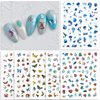 Cute Sea Animal Nail Art Stickers, Laser Little Animal Self-Adhesive Sticker Design, 3D Butterfly Birds Dragonfly Jellyfish Conch Shell Nail Transfer Decals for Women Girls Manicure Beach Decorations