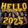 Gold Hello 2025 Balloons Numbers New Years Decorations with Star Balloons for New Years Eve Party Supplies 2025, New Year Balloons for Happy New Year Decorations 2025, NYE Decorations 2025