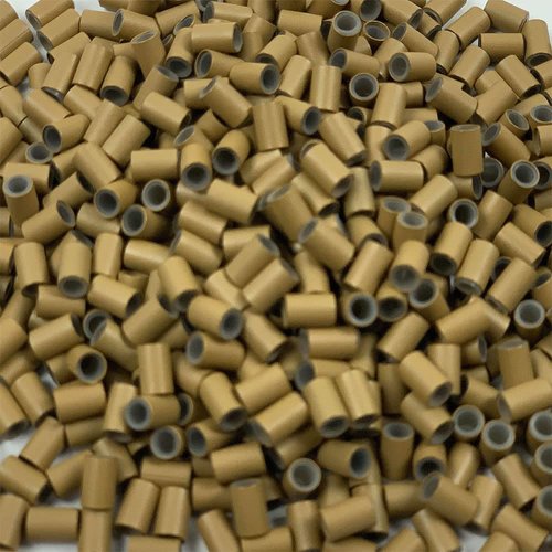 HAIR DE VILLE Silicone Lined Copper Micro Tube Rings Links Beads Linkies For I Tip Stick Glue Feather Hair Extensions (200 PCS 4mm, Light Brown)