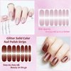 XEAOHESY 16 Sheets 224 Pieces Gradient Solid Color Nail Polish Stickers, Self-Adhesive Glitter Gel Nail Strips, 4 x 2.2inch, Stylish Style