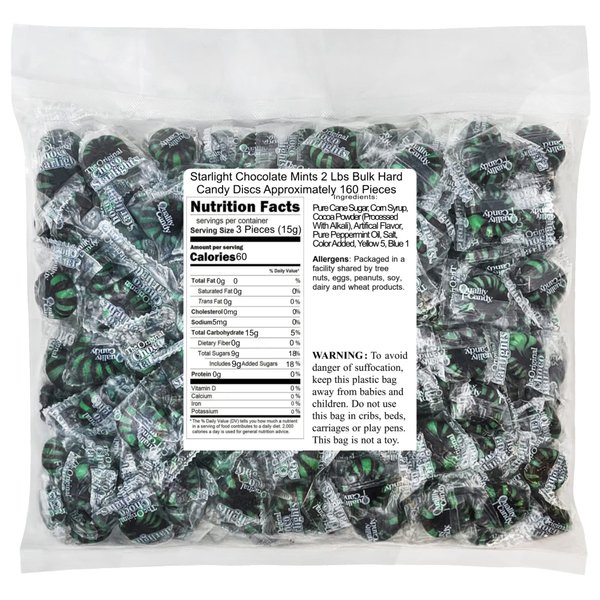 Starlight Chocolate Mints 2 Lbs Bulk Hard Candy Discs Approximately 160 Pieces