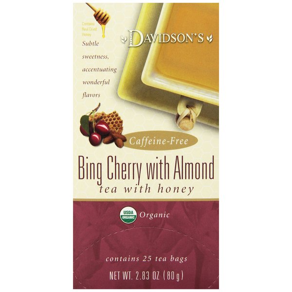 Davidson's Organics, Bing Cherry with Almond, 25-count Tea Bags, Pack of 6