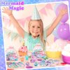 Capoda 158 Pieces Mermaid Party Favors Set for Girls Mermaid Birthday Supplies Necklaces Pendants Keychains Stampers Wristband Hair Rings Hairpins Stickers Colorful Rings Organza Gifts Bags
