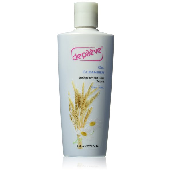 Depileve Oil Cleanser - Water soluble azulene oil, Removes any wax residue, Enriched with wheat germ, Post waxing massage oil, 7 Ounce Bottle