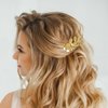 4 PCS Leaf Hair Side Combs, Gold Leaf Hair Comb Clips with Teeth Gold Hair Barrette Rhinestone Wedding Headpiece Hair Accessories for Women, Girls, Bride, Bridesmaid