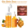 Glo Mi Turmeric Facial Cleanser, Glo Mi Turmeric 𝐊𝐨𝐣𝐢𝐜 𝐀𝐜𝐢𝐝 Foaming Facial Cleanser + Tumeric 𝐇y𝐚lu𝐫o𝐧ic Acid Serum, Glomi Skincare Deep Cleaning Moisturizing for All Skin (2,Combo)