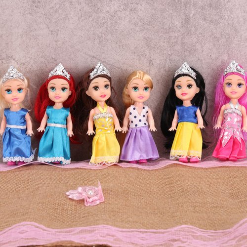 Liberty Imports 12 Pack Miniature Royal Princess Toddler Dolls with Dresses, Girls Fashion Party Favor Imaginative Pretend Play Pocket Playset Collection (4.5-Inches)