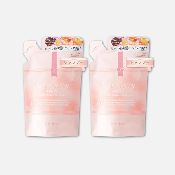 &honey Melty Moist Repair Shampoo Only Refill, 350ml x 2 Pack, Deep Nourishment and Revitalization - Organic Ingredients Perfect for Frizzy, Wavy, Curly Hair