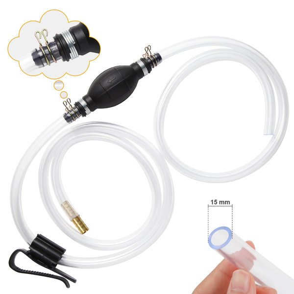 H-veenjor Gasoline Siphon Hose Pump, Hand Fuel Transfer Pump, High Flow Gas Siphon Pump for water Gasoline Oil Petrol Diesel, Manual Fuel Pump with 2 Durable PVC Hoses