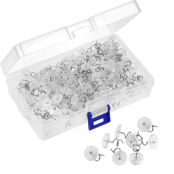 KUUQA 200 Pieces Twist Pins Clear Heads Bed Skirt Pins for Slipcovers and Bedskirts Decoration