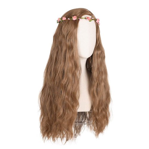 FYXZHUO Mixed Brown Cosplay Tiger King Wigs for Women,With Braid Long Wavy Girl Princess Costume Wig,Suitable for Daily Wear and Masquerade