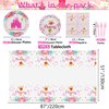 Princess Party Decorations - 81pcs Castle Decorations Including Pink Paper Plates, Princess Napkins, and Tablecloth for Princess Belle Birthday Party Decorations Princess Party Supplies, Serve 20