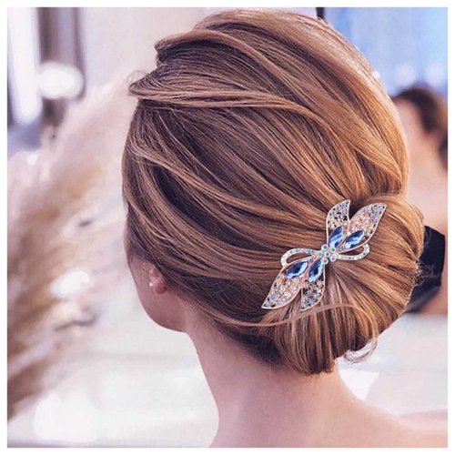 Andelaisi Vintage Rhinestone Hair Clip Crystal Cz Hair Barrettes Crystal Rhinestone Barrette Head Clips Sparkly Cz Bowknot Hairclip Decorative Headwear Bridal Hair Accessories for Women and Girls