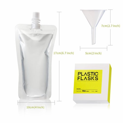 40 Pcs Plastic Flasks, Easy to carry and Concealable Drink Pouches for party,travel, Leak-Proof Food Grade Plastic (40, 8 OZ)