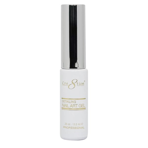 TREASURE4NAILS CORP Cre8tion Gel nail Polish - Detailing Nail Art Gel | Chip Resistant & Fast Drying - White, 0.33 fl oz