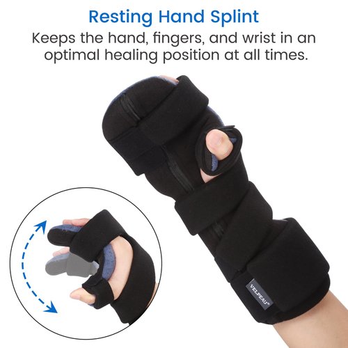 Velpeau Stroke Resting Hand Splint with Squeeze Stress Balls - Night Immobilizer Wrist Brace with Thumb Support - Finger Stabilizer Wrap for Muscle Atrophy, Arthritis, Carpal Tunnel Pain (Left-S)