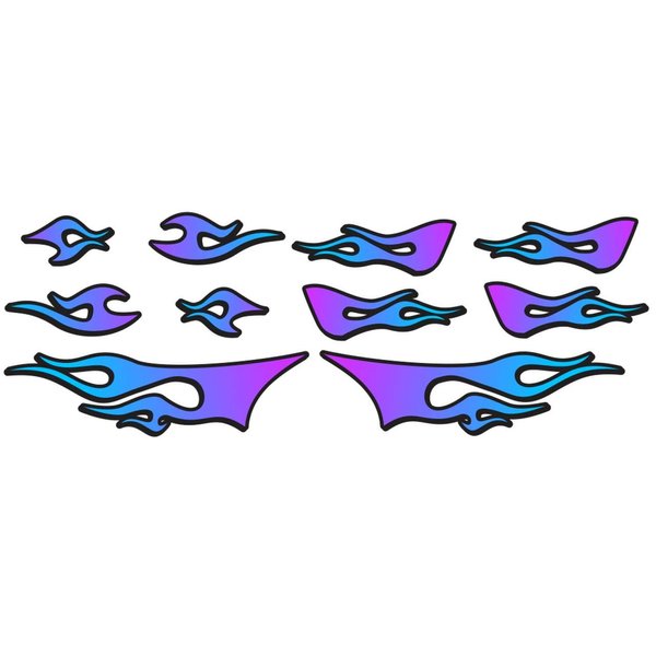 RC car Truck - Tribal Flames - 10pc Body Decal kit - Universal for Arrma Losi HPI Axial Traxxas Redcat Tekno 1/10 1/8 Scale Rock Crawler Stickers (Purple/Blue)