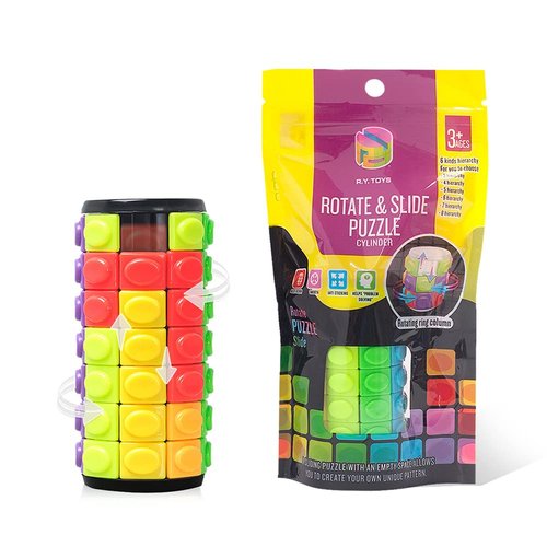 R.Y.TOYS Rotate and Slide Puzzle-Design Patent,Fidget Toys(Restore Order/Create Patterns) 8 Colors,7 Layers-Detach Piece for Quick Play,Brain Teaser,Sensory Toys,Birthday Gifts,Easter Basket Stuffer