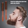2 Pieces Small Round Hair Brush Mini Bristle Beard Brush for Men Women with 2 Piece Drawstring Bags for Thin or Short Hair