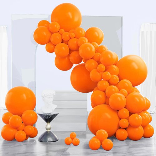 PartyWoo Tangerine Orange Balloons, 140 pcs Dark Orange Balloons Different Sizes Pack of 18 Inch 12 Inch 10 Inch 5 Inch Deep Orange Balloons for Balloon Garland or Arch as Party Decorations, Orange-Y9