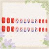 4th of July Blue French Tip Press on Nails Short Square Fake Nails Red Blue White Swirl Design False Nails Patriotic American Flag Acrylic Full Cover Glue on Nails for Women Girls Nail Decor 24Pcs