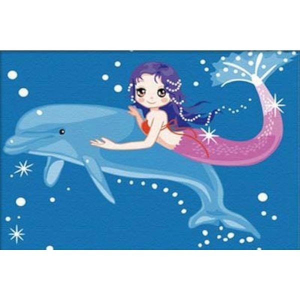 Diy oil painting, paint by number kits for kids - Mermaid 20X30cm.