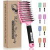 KTKUDY Detangling Brush Boar Bristles Hair Brush Make Hair Shiny & Healthier Curved and Vented Detangler Brush for Women Men Kids Wet & Dry Hair (Pink)