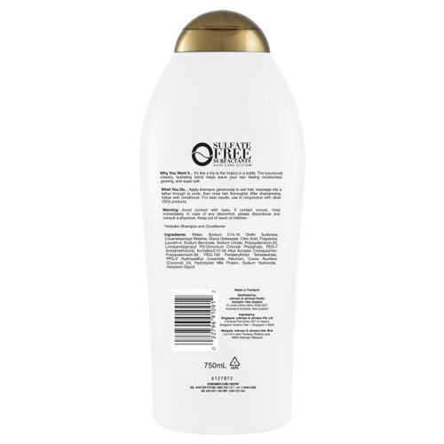 OGX Nourishing + Coconut Milk Moisturizing Shampoo for Strong & Healthy Hair, with Coconut Milk, Coconut Oil & Egg White Protein, Paraben-Free, Sulfate-Free Surfactants, 25.4 fl oz