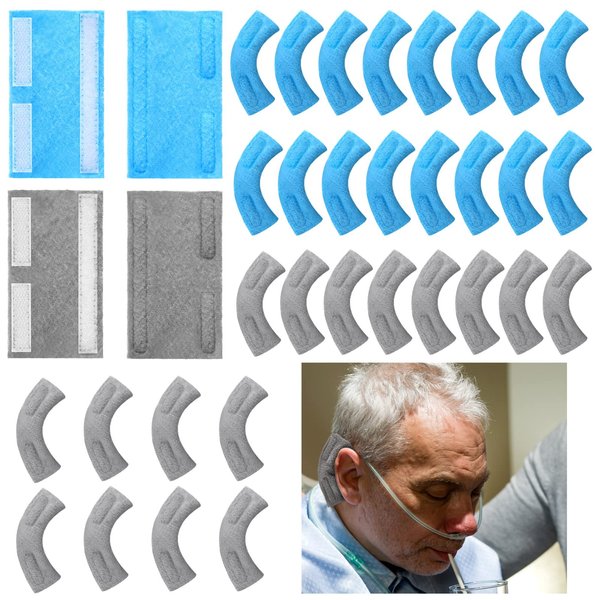 32 Pack Nasal Cannula Ear Cushions Soft Oxygen Ear Pads Comfort Oxygen Tubing Ear Cushion Cannula Wrap Oxygen Covers for Oxygen Users to Prevent Cheek Indentation Discomfort Ear Soreness