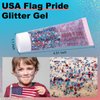 Drawdart USA Flag Pride Body Glitter,4th of July Hair Glitter Gel,Festival Rave Glitter Face Makeup,Sparkling Chunky Body Glitters,Independence Day Patriotic Accessories,50ml