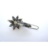 Two small tiny gray crystal flower hair pin clip barrettes fine hair