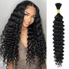 PEEKABOO Deep Wave for Braiding Hair No Weft Brazilian Virgin Human Hair Extensions for One Bundle(1 Bundle 50g) Micro 100% Unprocessed Human Hair 10A Natural Black Human Hair Deep Wavy 18 inch