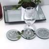 GIMORRTO Glass Mirrored Coaster 4 PC, Crushed Diamond Round 4" Cup Mat Decor on Tabletop for Bar Tools Dining Table
