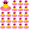 Sosation Cowboy Rubber Duck Bulk Mini Car Yellow Duckies Bath Toys Party Favor with Mini Hat Swim Circle Necklace Sunglasses Car Ornaments for Summer Birthday Swimming Supplies (Classic Style, 12 Pcs)