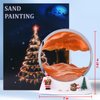 Moving Sand Art Lamp Round Glass Flowing Sand Frame, Sand Art Liquid Motion and 3D Deep Sea Moving Sandscapes, Christmas Gift for Office Work Desk Decorations(7", Yellow with Light)