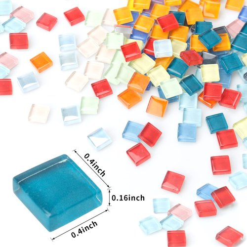 900 pcs 2.2LB Glass Mosaic Tiles, 18 Colors 10mm Mosaic Glass Pieces with Storage Box, Transparent Mosaic Tiles for Crafts Bulk, Mosaic Supplies for Home Decoration, Art Crafts