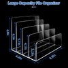 4 Section Acrylic File Organizer, Clear Acrylic Desk Organizer and Accessories, Sturdy Acrylic File Folder Holder Sorter, Office Supplies for Mail Letter Paper Electronic Notebook