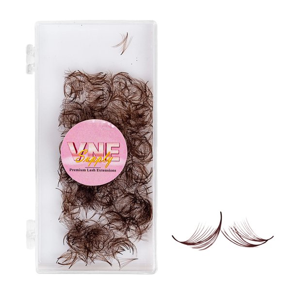 VNE 500 Fans Colorful Lash Extensions | Premade Volume Lash Extensions | Premade Mega Volume Fans | Colored Lash Extension | Russian Volume Eyelash Extensions |6D, Brown, D Curl, 13 mm