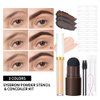 Eyebrow Stencil Kit, One Step Brow Powder Stamp Makeup with 12 Reusable Eyebrow Stencils＆1 liquid concealer, Professional Waterproof Brow Powder Stamp (#4 black brown)