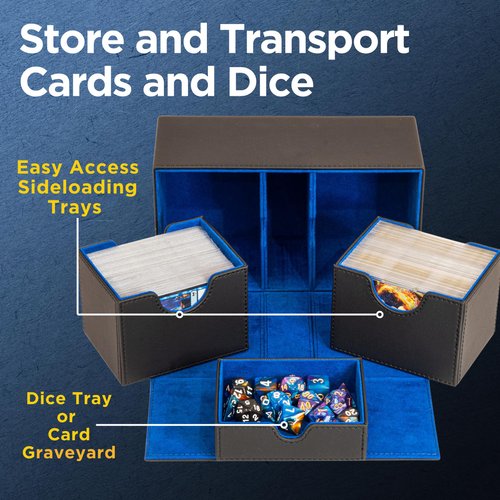 Infinity Vault Sideloader 200 - Double Deck Box with Dice Tray - Made to Protect 200+ Double Sleeved Cards - Great MTG Commander Deck Box with Spacious Sideloading Card Trays