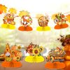 9 Pcs Autumn Thanksgiving Honeycomb Centerpiece Fall Paper Table Decorations 3D Honeycomb Decorations for Thanksgiving Fall Festival Party Supplies (Autumn)