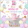 Baking Theme We Are Mixing up Some Birthday Fun Party Decoreations Happy Birthday Banner Cake Topper Baking Theme Cupcake Toppers Latex Balloons for Girls 1st 2nd 3rd Birthday Party Decor Supplies