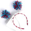 4th of July Pom Head Bopper Pom Pom Headband Fun Fluffy Ball Head Bopper Red White and Blue Spings Pom Headwear Patriotic Accessories for Women Girls Kids Independence Day Parade Party Favors 1PCS