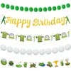 Colarr 5 Pcs Golf Birthday Party Decorations Include Happy Birthday Golf Banner, Golf Birthday Banner, White Golf Ball Banner and Green Pom Pom Garland for Kids Boys Men Golf Party Decorations