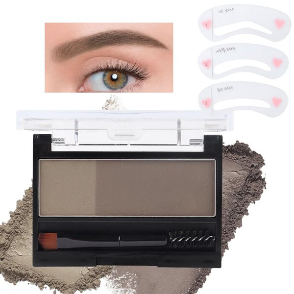 Kaely 2 Color Eye Brow Powder Makeup Kit,Eyebrow Contour Palette for Beginners,Brow Stamp Stencils Kit,Eyebrows Waterproof Gel with Brush,maquillaje para cejas,04 Light Brown+Dark Brown