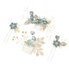 NUOBESTY 4Pcs Wedding Hair Clip Comb Handmade Bridal Hair Clip Pearl Floral Leaf Hair Accessories for Women Wedding ( Green )