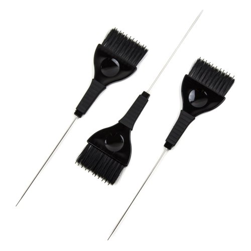 Pintail Hair Dye Brushes - 3 Tint Brushes with Built In Comb for Hair Color - Pin Tail for Precise Sectioning - Color Brushes for Hair Salon (Black)