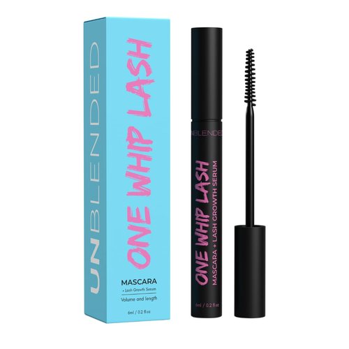 Unblended One Whip Lash Mascara, Volumizing and Lengthining Mascara, Enhanced with Eyelash Growth Serum, Washable and Non-Clumping Formula, Black 6ml 0.2 Fl Oz