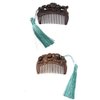Hair Comb 2PCS Vintage Woodcarving Flowers Birds Comb Elegant Natural Wood Small Comb Easy To Carry Anti-static Head Massage Hair Comb Brush for Travel