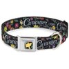 Dog Collar Seatbelt Buckle Curiouser and Curiouser Flowers of Wonderland Collage 15 to 26 Inches 1.0 Inch Wide